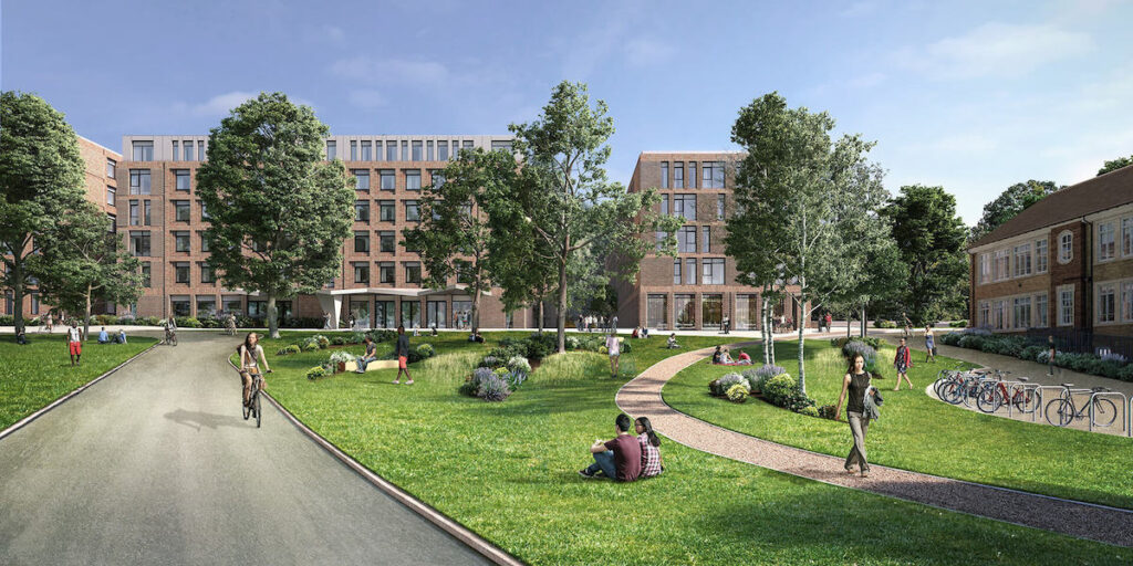 Outdoor space at Guilden Village PBSA scheme in Guildford - Future Generation | Southern Grove | PBSA News