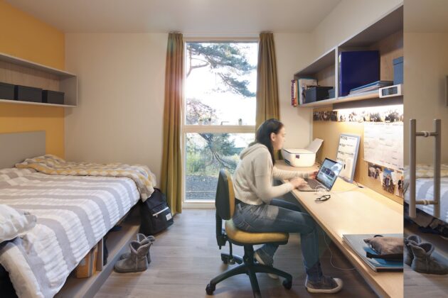 Student bedroom at St Andrews University, Scotland. Image credit Peter Barbour Photography - HLM Architects | PBSA News