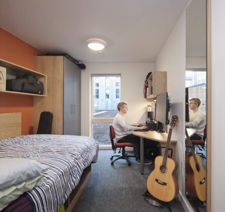 Student bedroom at St Andrews University. Image credit Peter Barbour Photography - HLM Architects | PBSA News