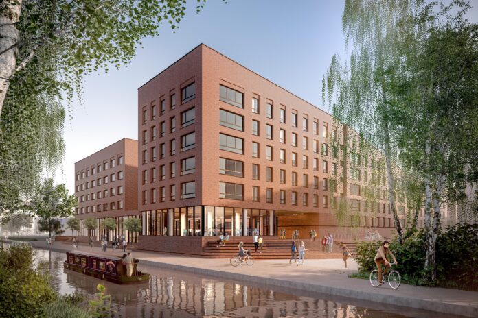 Canal view of the Selly Oak scheme in Birmingham - Watkin Jones | Glenn Howells Architects | PBSA News Canal view of the Selly Oak scheme in Birmingham - Watkin Jones | Glenn Howells Architects | PBSA News