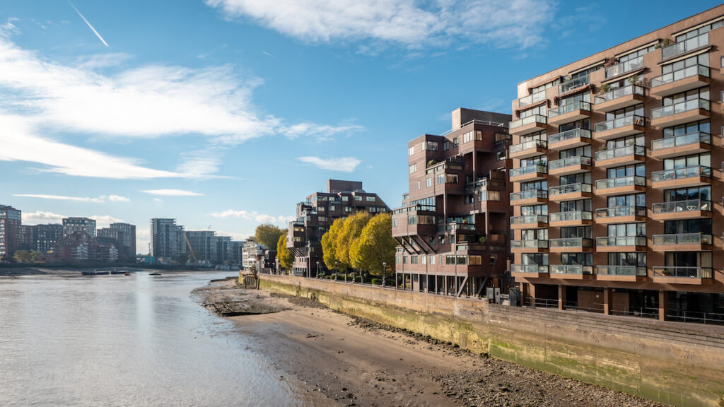 Modern residential architecture, River Thames, London, as we need to aim for net zero - amber | PBSA News