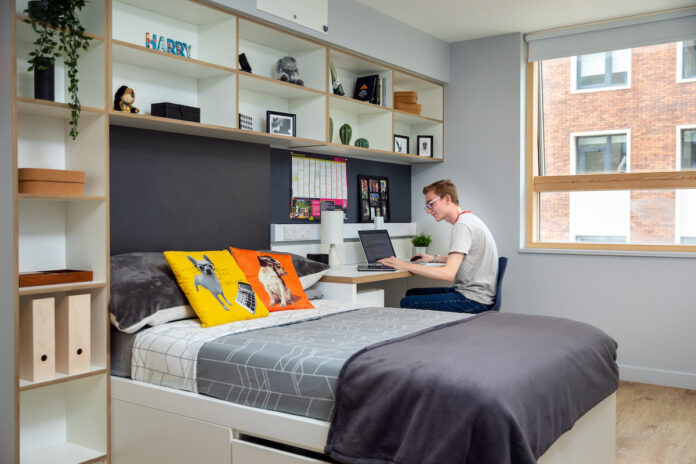 Living accommodation for students. Image credit - Mark Webster | Here! Student Living | PBSA News Living accommodation for students. Image credit - Mark Webster | Here! Student Living | PBSA News