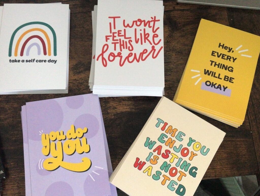 Selection of affirmation cards for residents to write on, keep, or give to friends or family - Student Roost | BreatheUni | PBSA News