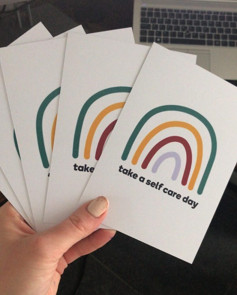 Self care day affirmation cards produced for the online wellbeing session - Student Roost | BreatheUni | PBSA News