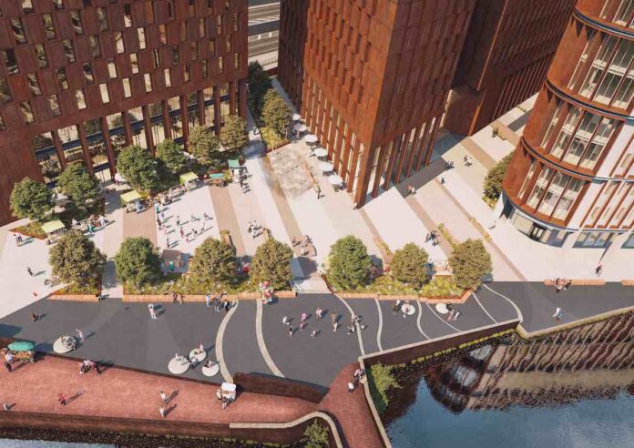 Curzon Wharf plaza. Woodbourne Group have received positive recommendations for planning approval for the mixed-use development | PBSA News Curzon Wharf plaza. Woodbourne Group have received positive recommendations for planning approval for the mixed-use development | PBSA News