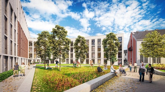 The student development courtyard on the site of the former Tynecastle High School. S1 Developments have secured planning permission for the scheme | PBSA News The student development courtyard on the site of the former Tynecastle High School. S1 Developments have secured planning permission for the scheme | PBSA News