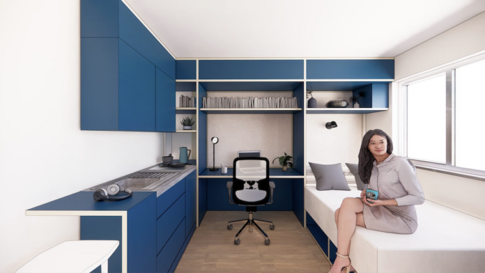 Studio at Union Property Development's Paddington student accommodation scheme. Maslow Capital has provided a £114m loan for the redevelopment of the existing scheme | PBSA News Studio at Union Property Development's Paddington student accommodation scheme. Maslow Capital has provided a £114m loan for the redevelopment of the existing scheme | PBSA News