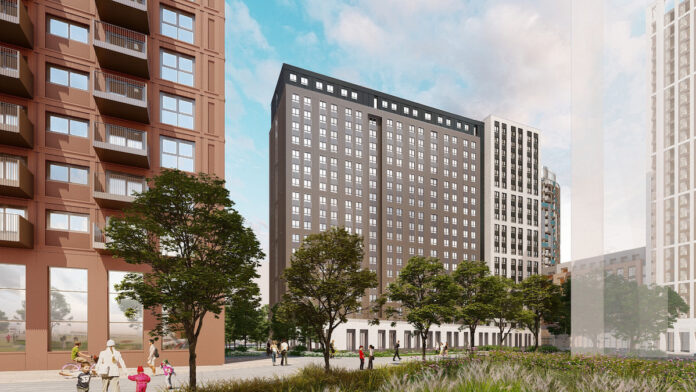 CGI of the new Wembley PBSA develolpment. Greystar has acquired the site from Quintain to deliver the scheme | PBSA News CGI of the new Wembley PBSA develolpment. Greystar has acquired the site from Quintain to deliver the scheme | PBSA News