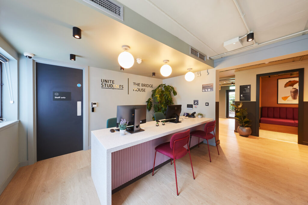 Unite Students' Bridge House reception after completion of the refurbishment | PBSA News