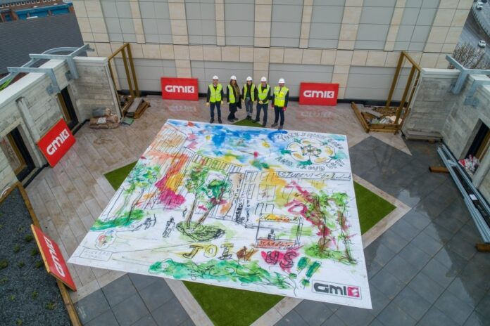 Art installation designed by a Leeds College of Art student for the celebration of Pickard Properties and GMI Construction's Carlton Hill topping out celebration | PBSA News Art installation designed by a Leeds College of Art student for the celebration of Pickard Properties and GMI Construction's Carlton Hill topping out celebration | PBSA News