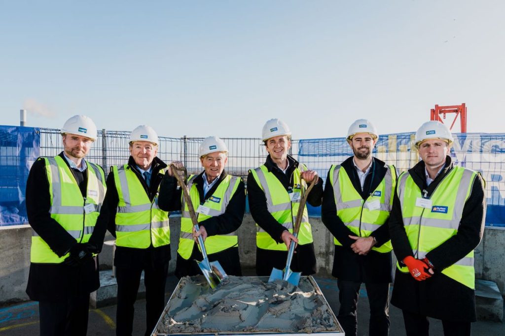 Pictured left to right: Graham Mitchell, Eamonn Laverty and Seamus McAleer, MRP, Oliver Ayling and Mitchell Bowly, Grosvenor, Mark Diamond, McAleer & Rushe | PBSA News