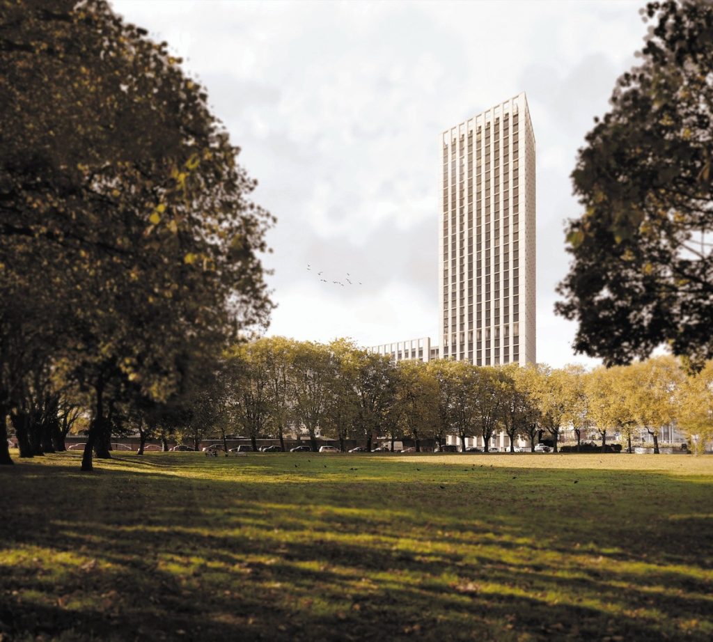 View of the scheme from Garrison Lane Park | Sama Investments | PBSA News