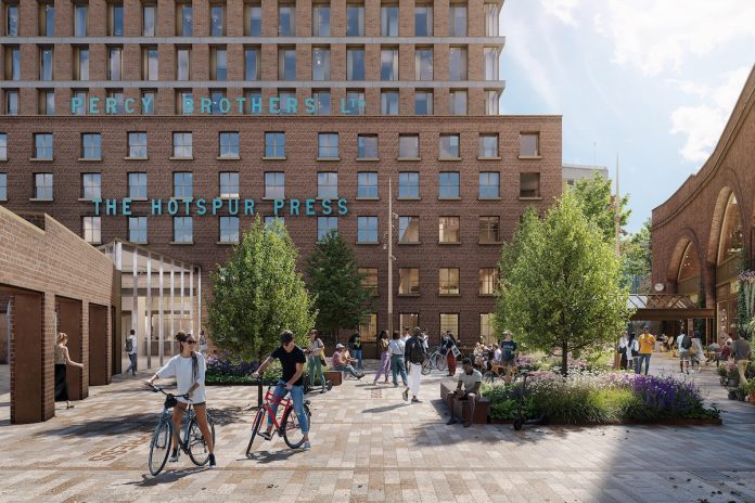 CGI of the Courtyard at The Hotspur Press. Manner has secured planning to redevelop the site | PBSA News CGI of the Courtyard at The Hotspur Press. Manner has secured planning to redevelop the site | PBSA News