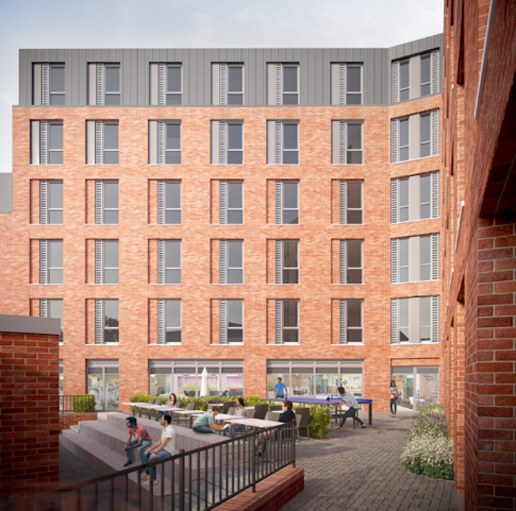 Concept image of the scheme's courtyard Nottingham | Atelier | PBSA News