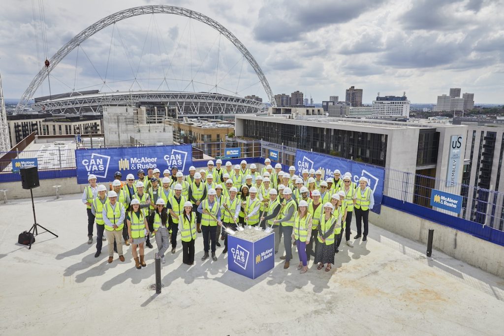 Group shot at the topping out event | PBSA News