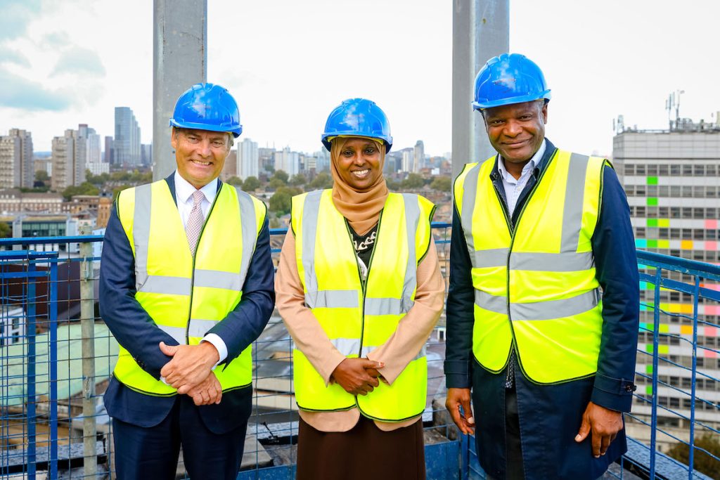 Picture left to right: Rick de Blaby, Get Living; Naoma Ali, Mayor of Southwark; and Cllr Martin Seaton, Ward Councillor | PBSA News