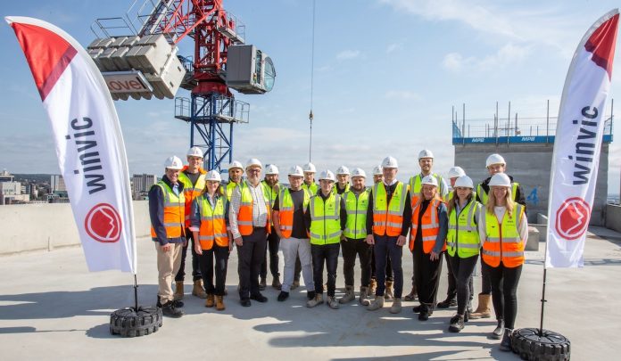 Team members from Winvic, CASL Lisbon Street and CA Ventures at Lisbon Street PBSA development topping out celebration | PBSA News Team members from Winvic, CASL Lisbon Street and CA Ventures at Lisbon Street PBSA development topping out celebration | PBSA News