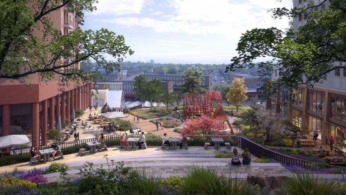 Outdoor space at LandsecU+I's proposed Lewisham Shopping Centre site | PBSA News Outdoor space at LandsecU+I's proposed Lewisham Shopping Centre site | PBSA News
