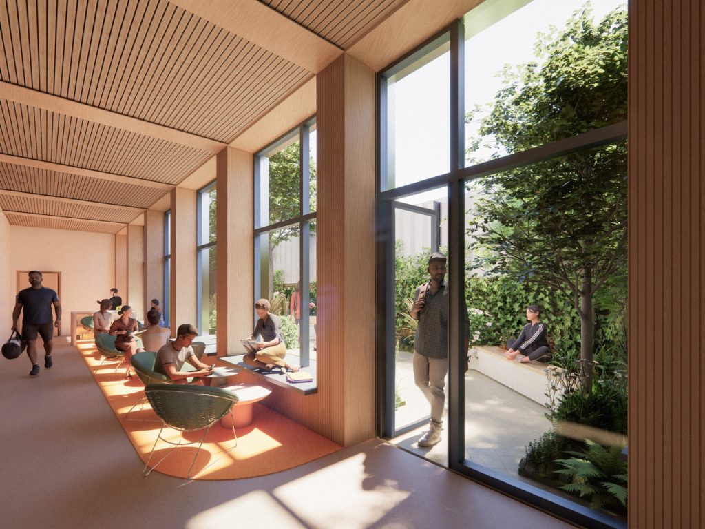 Study area leading to an outdoor space at the Britannia Street scheme | Curlew Capital | PBSA News