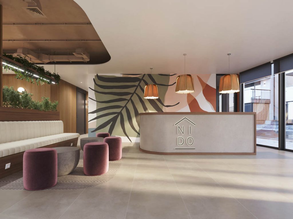 CGI of Nido Plaza Castilla PBSA reception | PBSA News