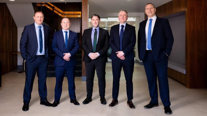 Pictured left to right: Fiachra Woods, Sean McGrath, Ryan O’Neill, Justin McWilliams, and Connor Graham, McAleer & Rushe | PBSA News Pictured left to right: Fiachra Woods, Sean McGrath, Ryan O’Neill, Justin McWilliams, and Connor Graham, McAleer & Rushe | PBSA News