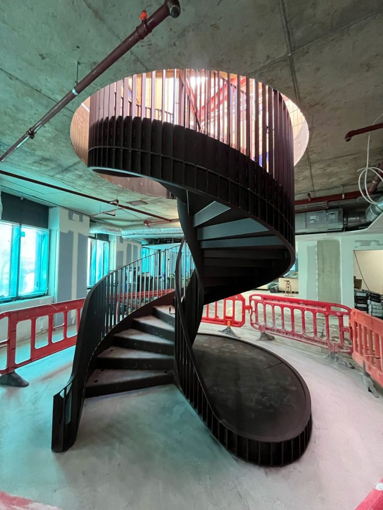Amenity spiral staircase at Canvas Wembley | PBSA News