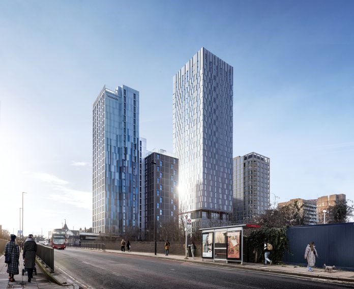 CGI of Downing's redevelopment of the existing North Acton site into two towers | PBSA News CGI of Downing's redevelopment of the existing North Acton site into two towers | PBSA News