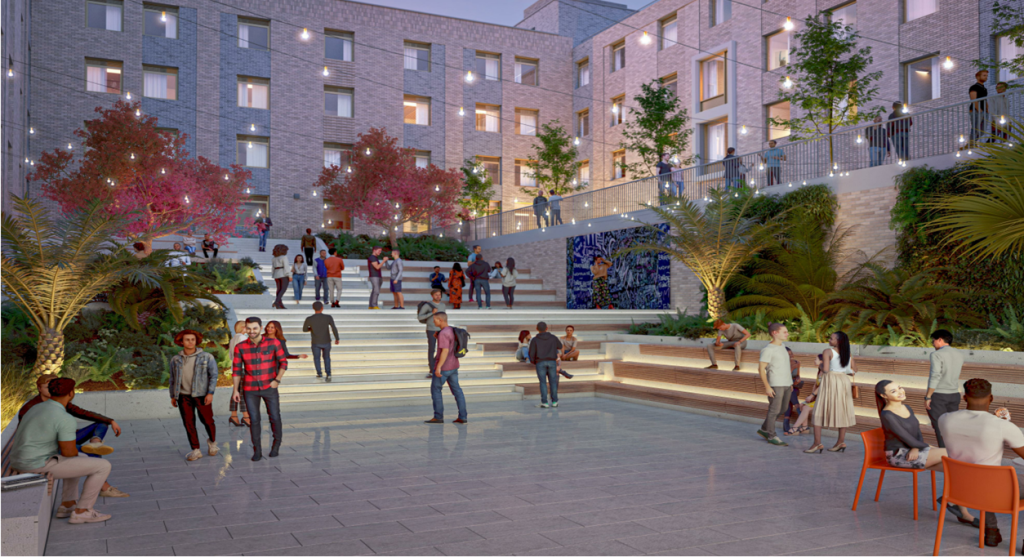 CGI of public realm space at The Triangle PBSA | PBSA News