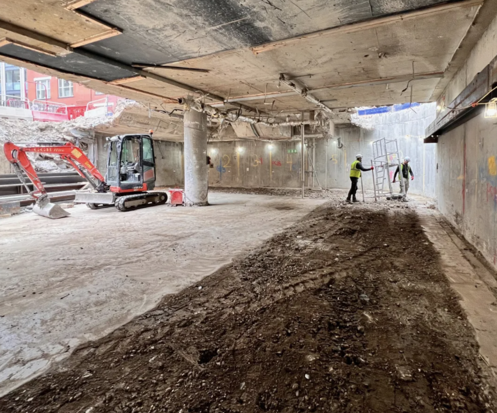 A section of the ground floor slab was kept intact during the enabling works on Crutched Friars PBSA | PBSA News