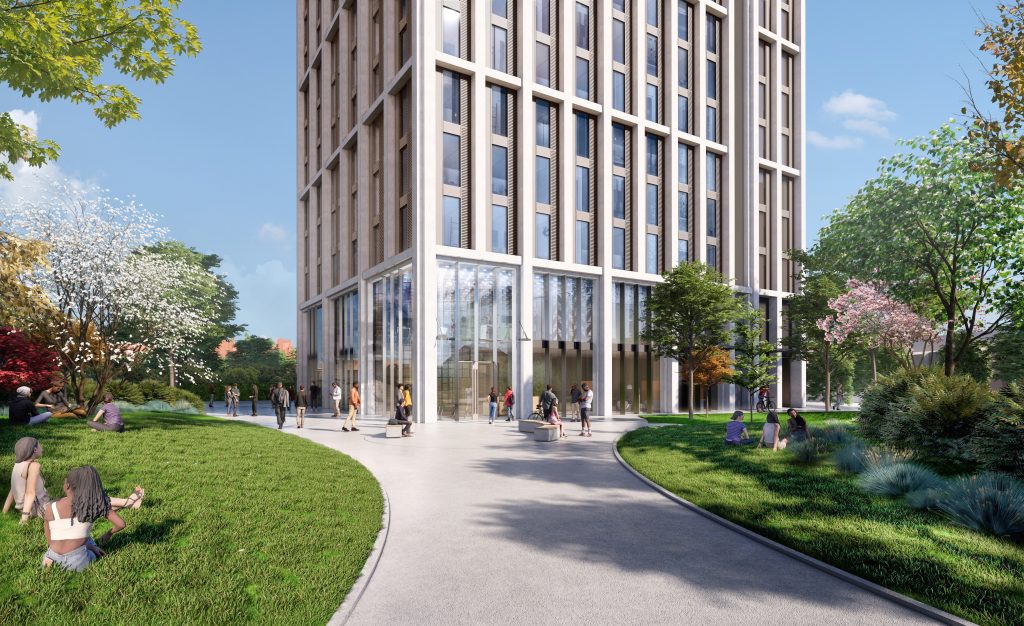 CGI of the landscaped area at Q Developments' Cross Lane PBSA | PBSA News
